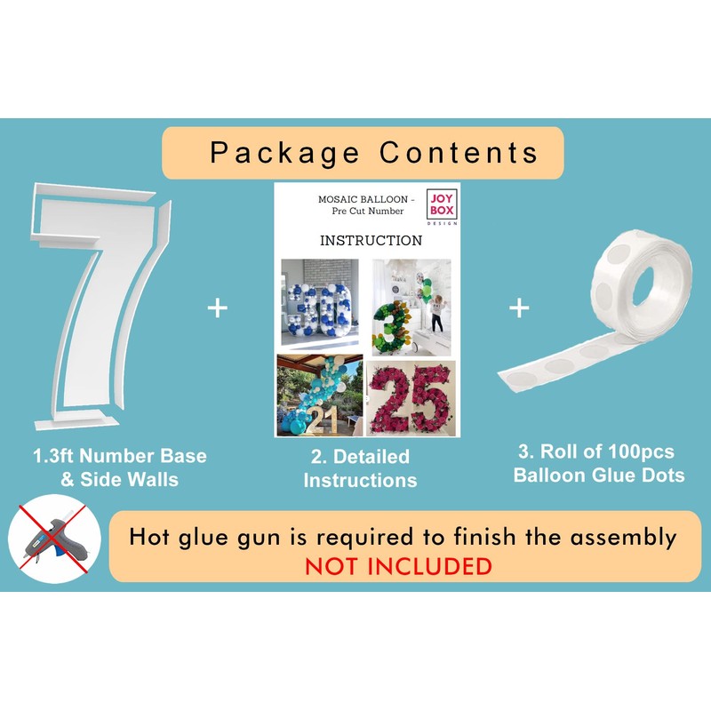 3FT Mosaic Balloon Frame Number 7 Pre-Cut Kit Foam Board