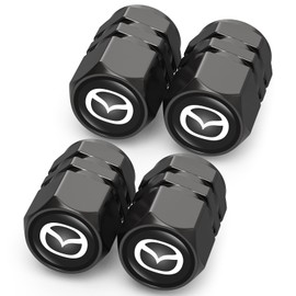 Tire Valve Caps, Valve Stem Caps Fit Mazda M2 M3 M5 M6 MX5 RX7 RX8 A8 CX9 MX6 R3 CX-5 CX-7 CX-8, Alloy Car Tire Caps for Corrosion Resistant Leak-Proof Car Accessories, Black