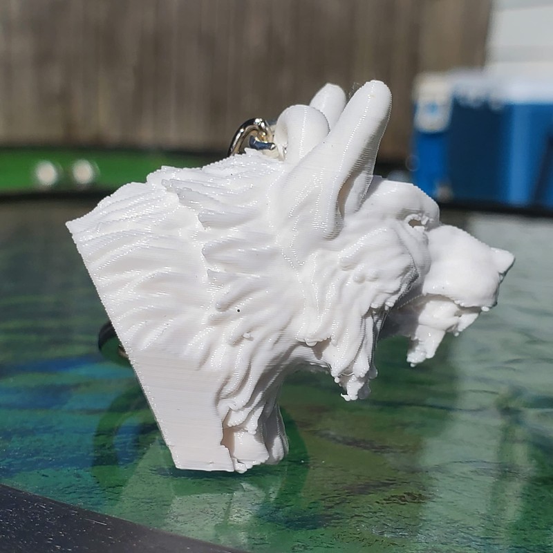 Werewolf Keychain Model White 3d Printed Wolf 3D Head With