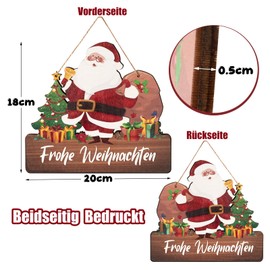 BOFUNX Christmas Hanging Decoration Santa Claus Door Sign Merry Christmas Wooden Signs Wooden Decorative Pendant for Christmas Decoration Ornaments