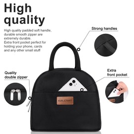 BALORAY Lunch Bag for Women Men Insulated Lunch Box for Adult Reusable Lunch Tote Bag for Work, Picnic or Travel (Solid Black)