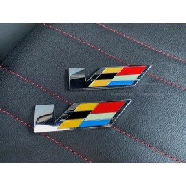 ChromeDouble 2x 3D V-SERIES LOGO Door Step Emblem plate Sills Badge Sticker Interior Exterior
