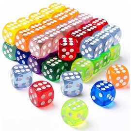 MXJFYY Pack of 100 Hexagonal Dice, D6 Dice, 10 Colours, 14 mm Spot Game Dice Acrylic Dice, Round Corner Dice Set for Tenzi, Farkle, Yahtzee, Bunco or Teaching Mathematics