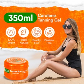 Carrot Sun Tanning Accelerator – 350ml Carotene Intensive Tanning Gel – Natural Extract Sun Cream Tanning Lotion for All Skin Types – Tan Lotion with Carrot Oil for Even Beautiful Skin Coloring - SPF0
