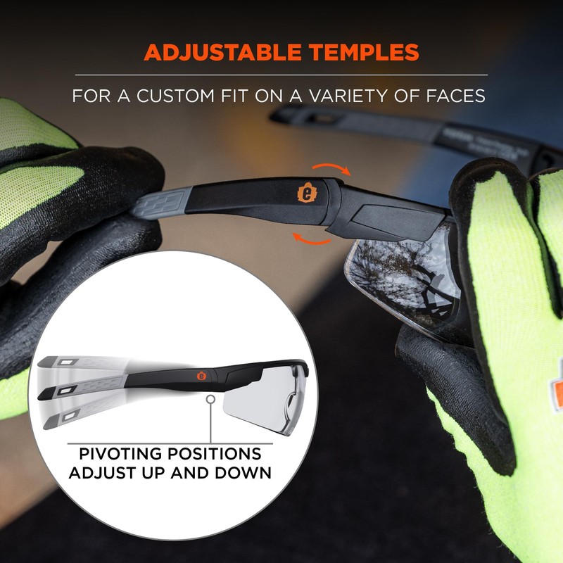 Ergodyne Skullerz Dellenger Anti Scratch Safety Glasses with Adjustable Temples,