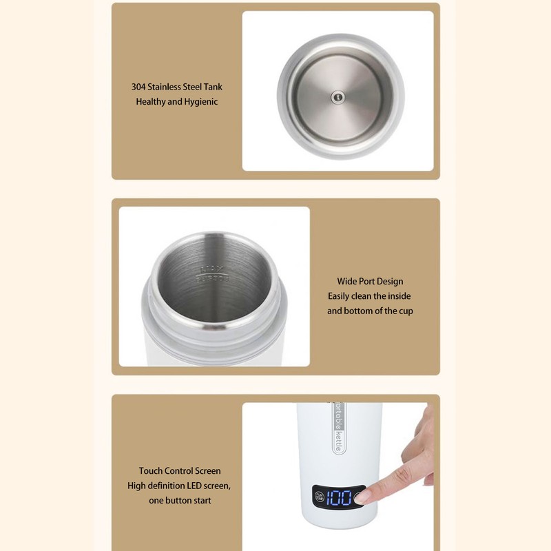 350ml Travel Electric Kettle 4 Temperature Settings Stainless Steel Heating