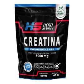 Creatina Monohidratada Hero Sport | 650g | 130 Servicios | Sin Sabor | Energía y Fuerza Máxima