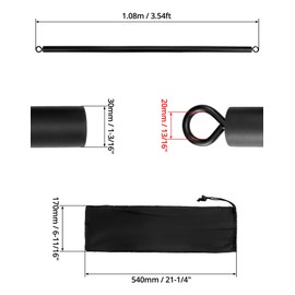 QWORK Resistance Band Bar Pilates Bar Home Gym Fitness Workout Bar for Strength Training Cardio Exercise - 108CM - Max Load 800lb (Portable Detachable Stick x3)