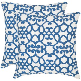 Safavieh Pillow Collection Throw Pillows, 20 by 20-Inch, Mallorca Royal Blue, Set of 2