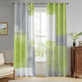 BCLBUSTE Sage Green Abstract Curtains for Living Room 84 inch Long 2 Panels Vintage White Grey Farmhouse Room Darkening Curtains Geometric Aesthetic Thermal Insulating Window Drapes for Bedroom