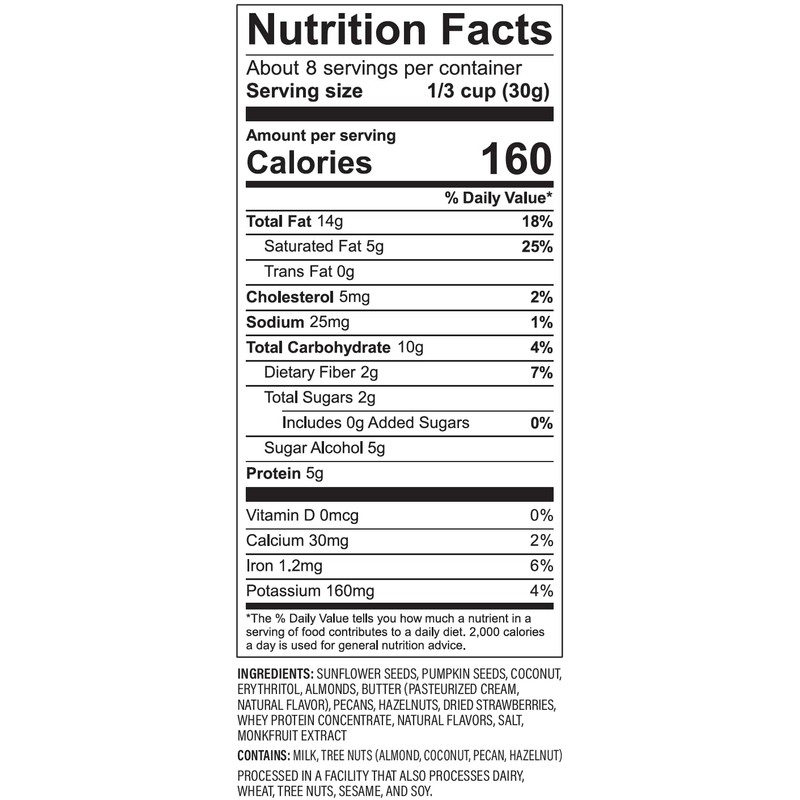 NuTrail Nut Granola Cereal, Vanilla Strawberry, No Sugar Added, Keto,