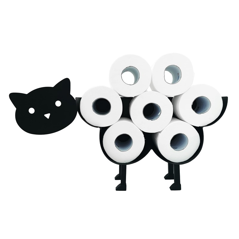 猫 動物 ペーパーホルダー 装飾メタルトイレットペーパーホルダー 面白いブラックメタルペーパーホルダー バスルーム用かわいいトイレットペーパー収納 自立式メタルトイレットペーパーオーガナイザーホールド