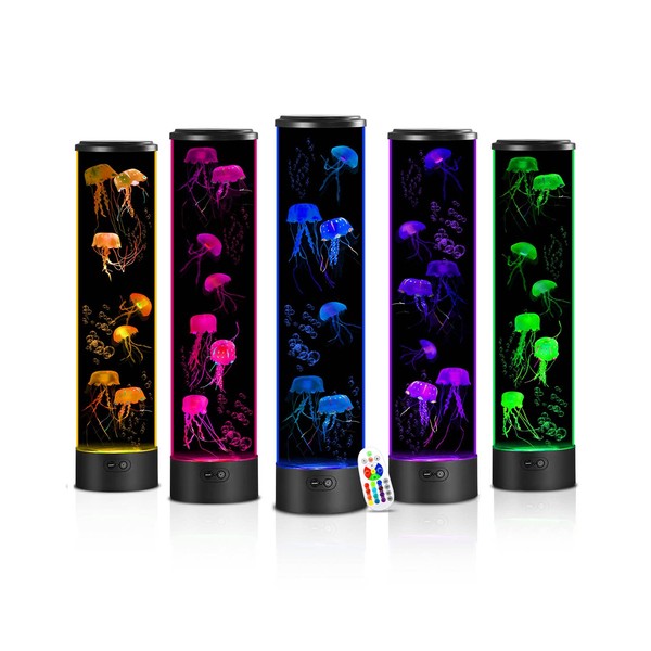 28 Inches Jellyfish Lava Lamp- Low Noise Jellyfish Aquarium Tank Lamp with 17 Colors Changing and 6 Jellyfishes, Mood Night Light for Sleep Relax Home Office Desktop Decor, Gifts for Kids Adults