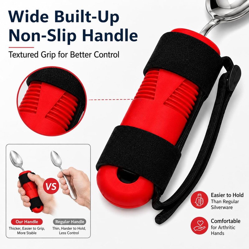 Bendable Adaptive Utensils 3-Piece Set, Parkinsons Fork Spoon Rocker Knife,