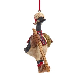Kurt Adler 4-Inch Resin Goose with Walking Stick Ornament, Festive Holiday Decor D4507