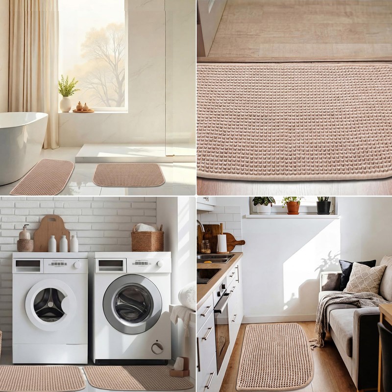 Dunzy Waffle Bath Mat Set of 2 Boho Bathroom Rugs