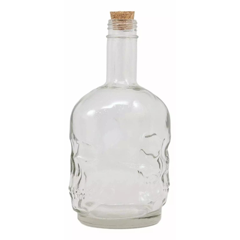 Ebros Gift Large 30 Ounces Skeleton Skull Face Corked Glass