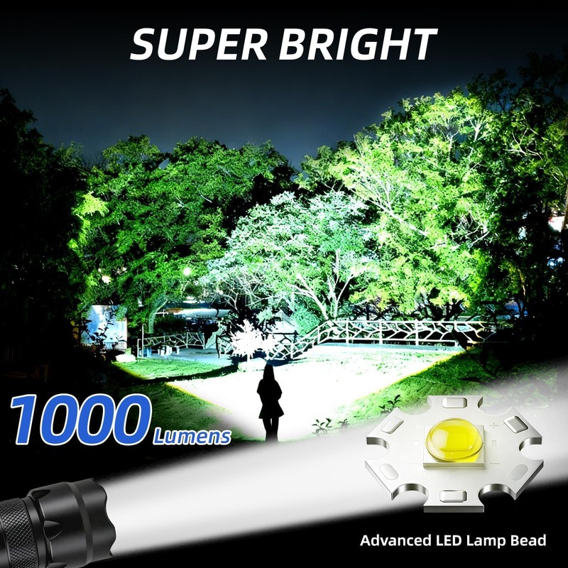 ULTRAFIRE 3PCS LED Tactical Flashlight 1000 Lumens 5 Modes Bright