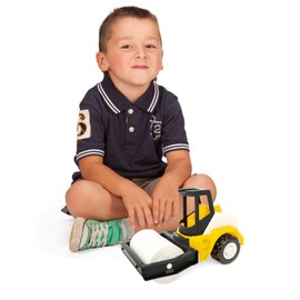 Wader 35365 Tech Truck Road Roller with Sturdy Steel Axles, Approx. 26 x 14.5 x 19 cm, Yellow, from 12 Months, Ideal as a Gift for Creative Play