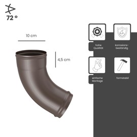 ZAMBELLI Downpipe Elbow 72 Degrees Galvanised with Bead DN 100 Copper Brown Pipe Elbow High Corrosion Protection Easy Installation without Soldering