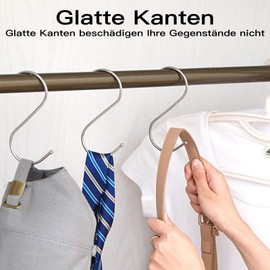 AMANDELIZABE 22 Pieces S Shaped Hooks, Stainless Steel Hooks, Small Heavy Duty Hooks, Double Hooks for Kitchen, Wardrobe, Office, Bathroom, Bedroom (Silver)