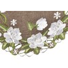 Beautiful White Magnolia Floral Design and Green Leaves Embroidered Cutwork