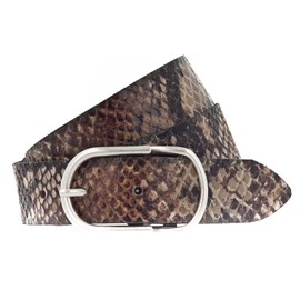 Vanzetti Women's Leather Belt with Snake Print 30 mm Leather Belt, Dark Brown / Multi