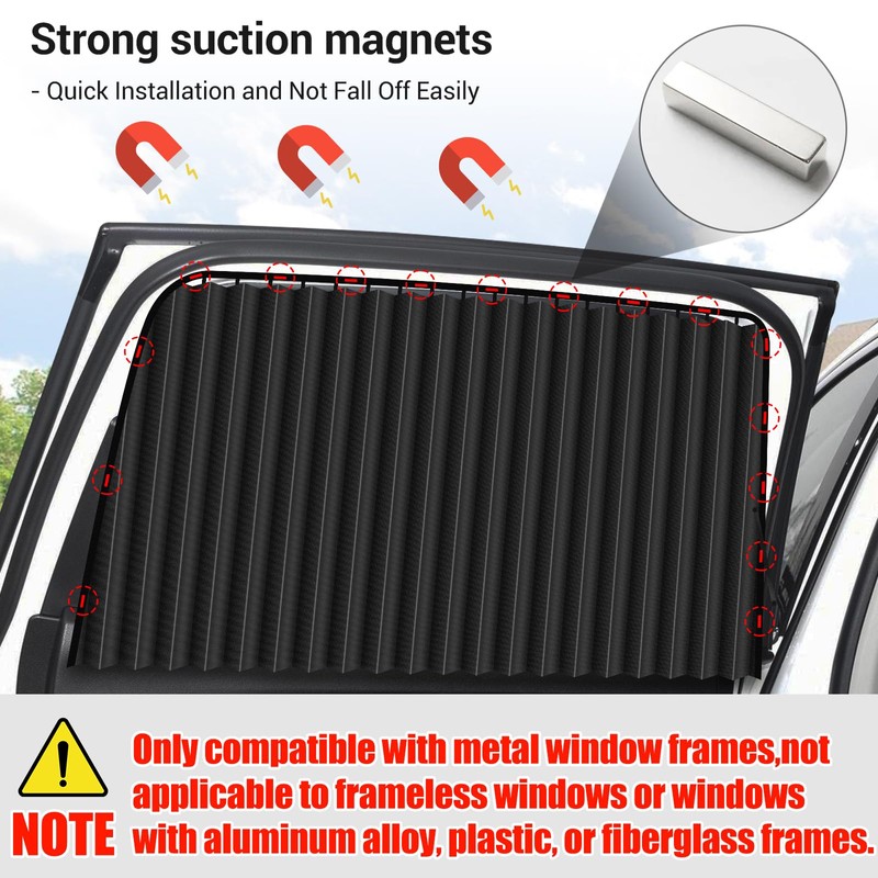 ZATOOTO Car Window Shades for Side Window 4 Pack Magnetic