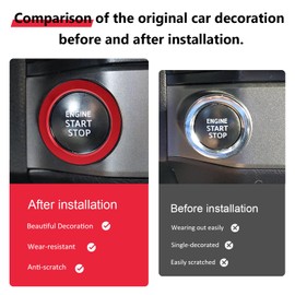 Auovo Engine Start Stop Button Outer Ring Compatible with Toyota Tacoma Accessories 2016-2023 Push Start Stop Button Cover 1-Piece (Red)