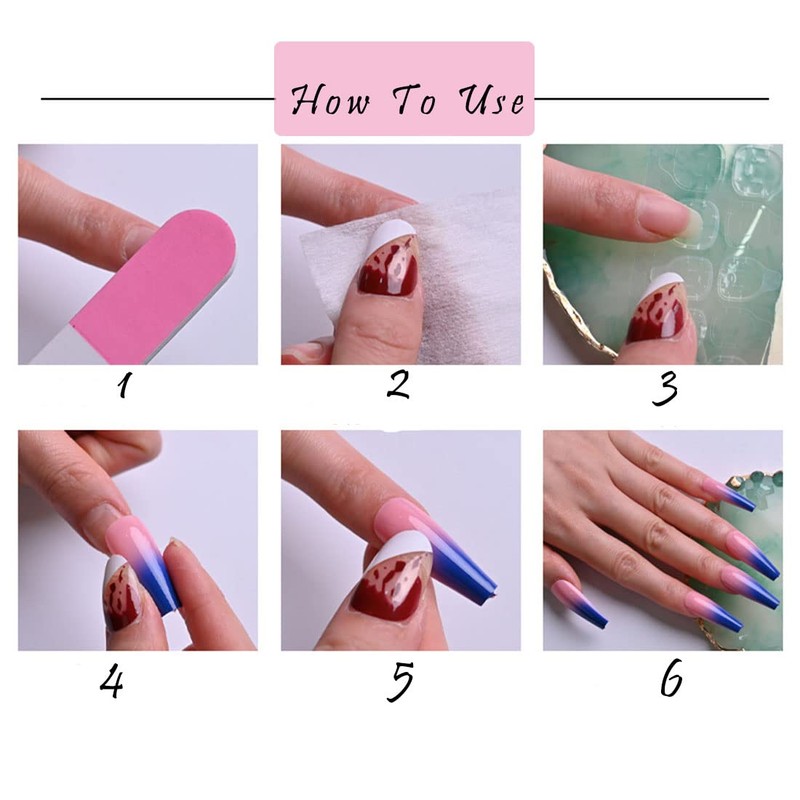 SINLOV 24pcs Square Coffin Nails Fake Nude Acrylic Print on