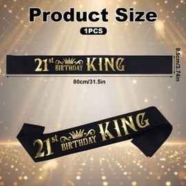 21st Birthday Sash, Happy Birthday Sash Funny Birthday Sash 21st Birthday Decorations 21st Birthday Ideas Black Satin Sash Party Supplies Gifts for 21st Birthday Decorations (Men)