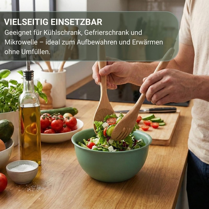 BERLONA Salad Bowls 2 L, Set of 4, Dishwasher Safe
