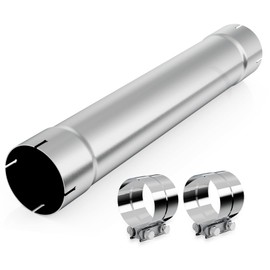 LCGP 5 Inch Straight Exhaust Pipe, 5" Stainless Steel Straight Muffler Replacement Pipe, 30" Length Mandrel Exhaust Tube with Two Lap Joint Band Clamps(New Version)