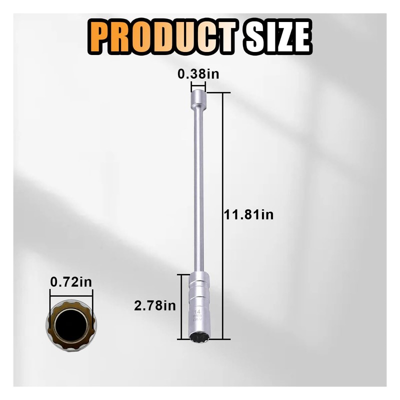 JOYCOURT 14mm Magnetic Swivel Spark Plug Socket, Thin Wall 3/8
