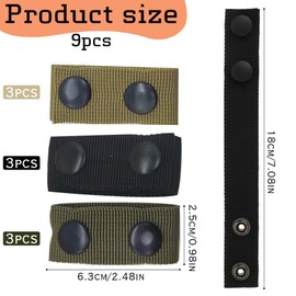 Guyode Pack of 9 Police Belts, Double Press Stud Design, Belt Accessories, Durable Nylon Belt Loop, Multiple Colours for Police Mountaineering, Hiking, Climbing and Other Activities