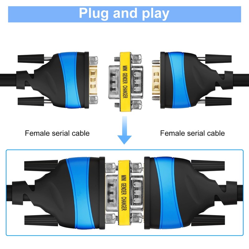 ENUODA 2 Pack Gender Changers 9 Pin Male to Male