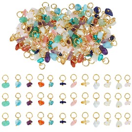 SUPERFINDINGS 72Pcs 12 Colors Natural Stone Pendants Charm Gemstone Glass Chip Pendants With Jump Rings Irregular Stone Charms for DIY Earring Necklace Bracelet Jewelry Making, 13-16mm, Mixed Stone