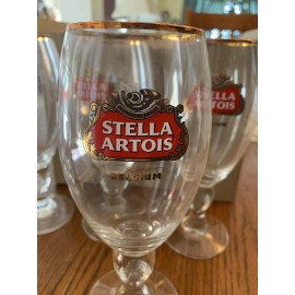 Stella Artois 6 STELLA ARTOIS 600th ANNIVERSARY CHALICE GLASSES 40cl NIB NOS Free Shipping