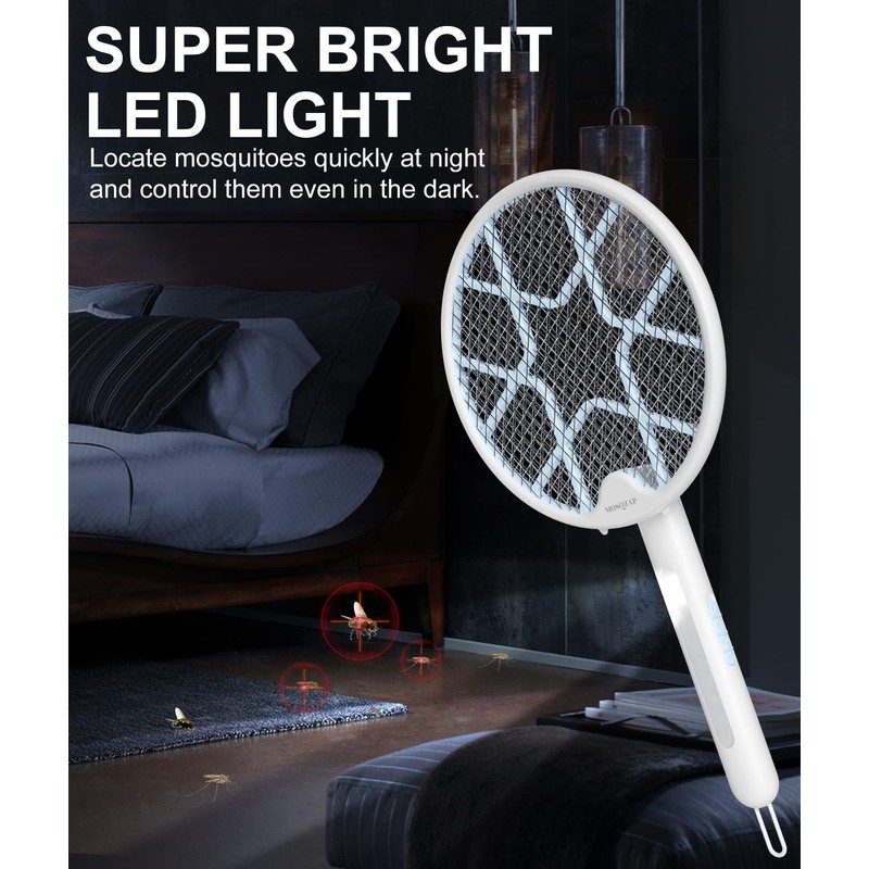 MOSQZAP Electric Fly Swatter 2 Pack, Foldable Bug Zapper Racket