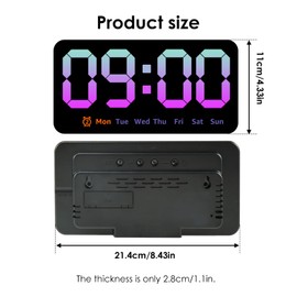 Digital Wall Clock 8.5 Inch Large Display LED Alarm Clock with Date Week Temperature Double Alarm 3 Levels Brightness Adjustable Countdown Clocks for Living Room Bedroom Classroom Kitchen (Pink)