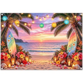 YCUCUEI 7x5ft Fabric Summer Hawaiian Beach Sunset Photography Backdrop