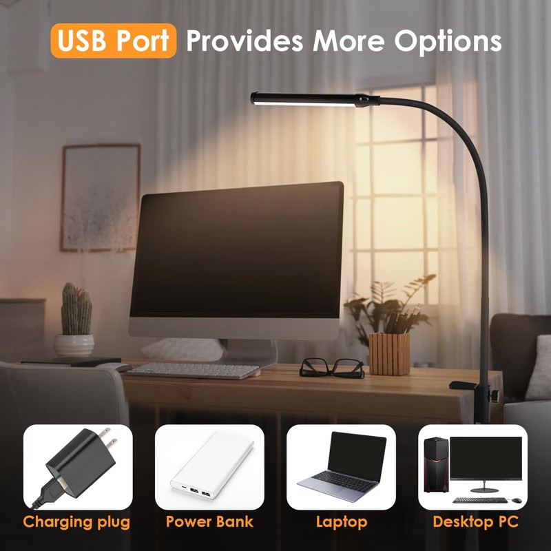ShineTech LED Desk lamp with Clamp, 3000K Warm White 11