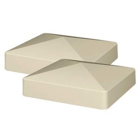 2-Pack Tan/Almond PVC Vinyl 4 inch x 4 inch External Pyramid Post Cap