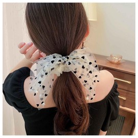 Andelaisi Boho Bow Hair Rope Scrunchies French Silk Chiffon Bow Hair Band Hair Ties Large Bow Elastic Hair Tie Ropes Vintage Pearl Bow Ponytail Scrunchy Hair Ties Hair Accessories for Women and Girls
