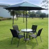 Bartlett Garden Dining Table Patio Furniture, Round Glass Top, Black,
