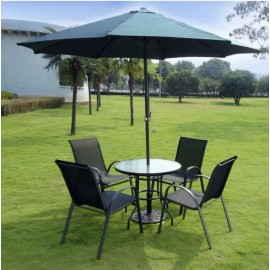 Bartlett Garden Dining Table Patio Furniture, Round Glass Top, Black, 40" New