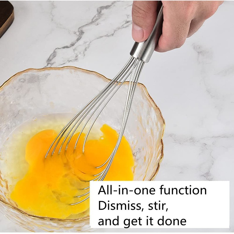 Xzhixiao 2 Pieces Flat Wire Egg Whisk Stainless Steel Egg