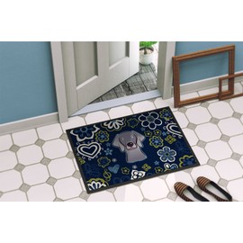 Caroline's Treasures BB5082MAT Blue Flowers Weimaraner Indoor or Outdoor Mat 18x27, 18H X 27W, Multicolor
