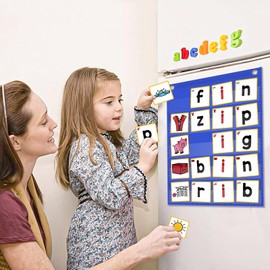 ABCxGOOD CVC Word Building Pocket Charts with 64 Phonics Flash Cards Kindergarten Classroom Must Haves, CVC Literacy Games for Beginners in Reading and Spelling.