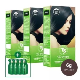 TS 더착한염색 티에스 염색약x3개+6g 샴푸 파우치 TS Mild Hair Color TS Hair Dye x3 + 6g Shampoo Pouch